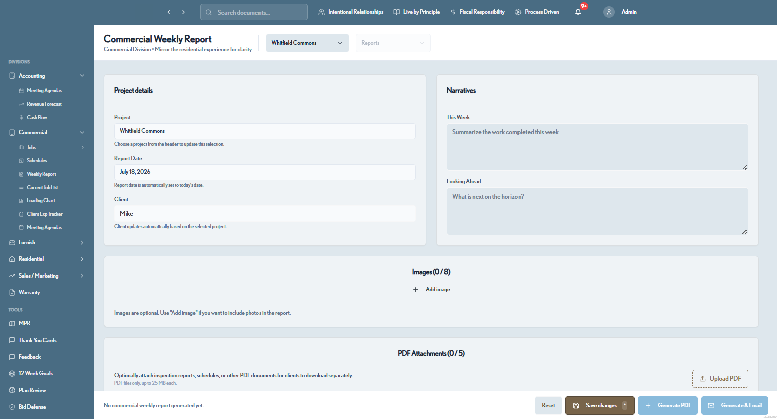 Client weekly report builder